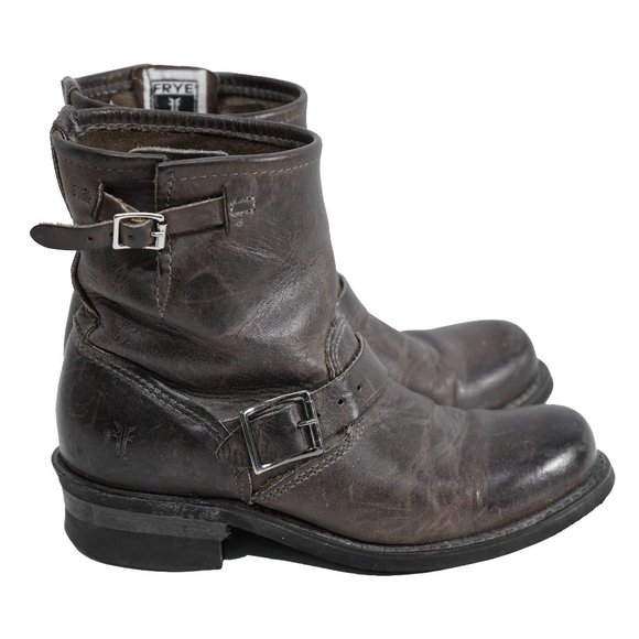 Frye Shoes - Frye Vintage 90s  Mocha Brown Oiled Leather Mid Calf Engineer Boot